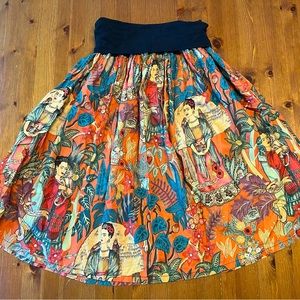 Frida Kahlo terracotta skirt S/M yoga top a line flare Frieda Frida’s garden